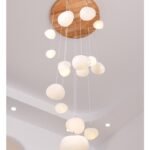 Cream Style Loft Staircase Light, Duplex Building, Attic Living Room, Stone Pendant Light, Suspended Ceiling, Stairwell, Apartment Staircase Pendant Light - Image 3
