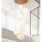Cream Style Loft Staircase Light, Duplex Building, Attic Living Room, Stone Pendant Light, Suspended Ceiling, Stairwell, Apartment Staircase Pendant Light - Image 2