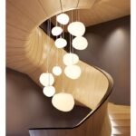Cream Style Loft Staircase Light, Duplex Building, Attic Living Room, Stone Pendant Light, Suspended Ceiling, Stairwell, Apartment Staircase Pendant Light - Image 4