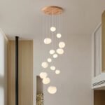 Cream Style Loft Staircase Light, Duplex Building, Attic Living Room, Stone Pendant Light, Suspended Ceiling, Stairwell, Apartment Staircase Pendant Light
